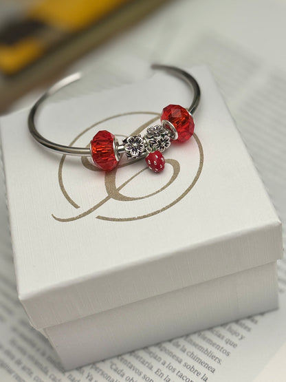Par charms de Cristal Rojo