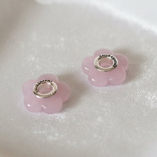 Par de flores de cristal rosa