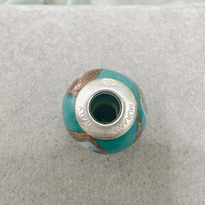 Pair Muranos Splash Tuquoise &amp; Gold Irregular