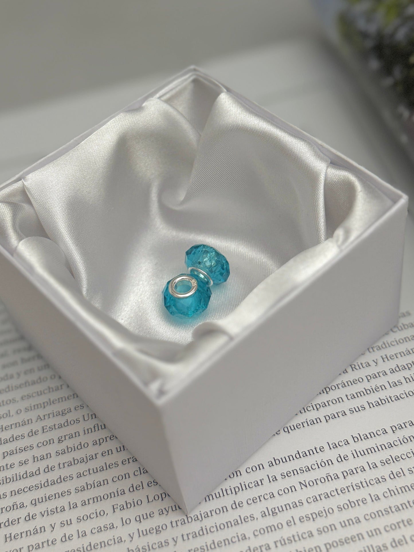 Par charms de Cristal Turquesa