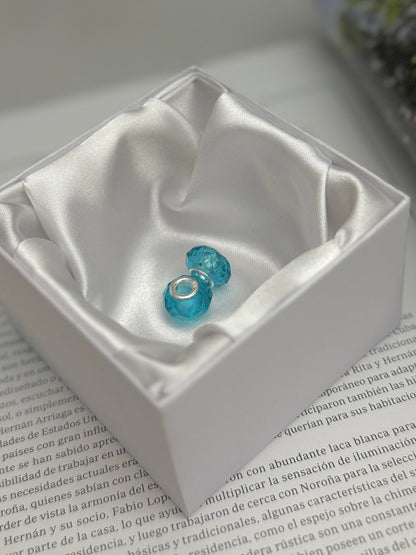 Par charms de Cristal Turquesa