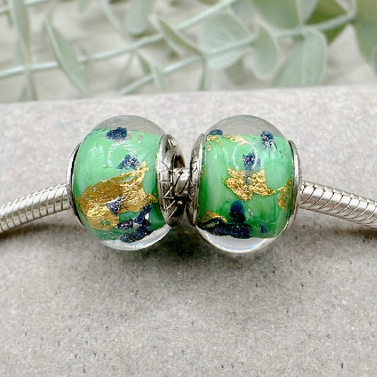 Pair of Muranos Green Blue and Gold