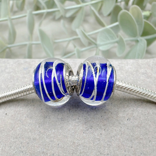 Pair of Blue and Silver Muranos