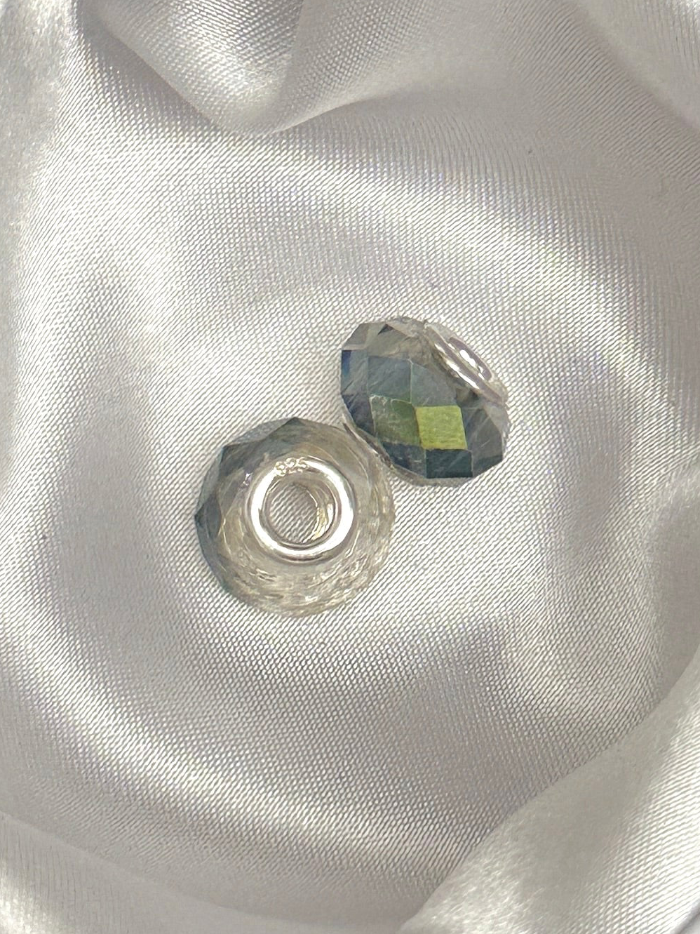 Par Charms Gris y Verde tornasol