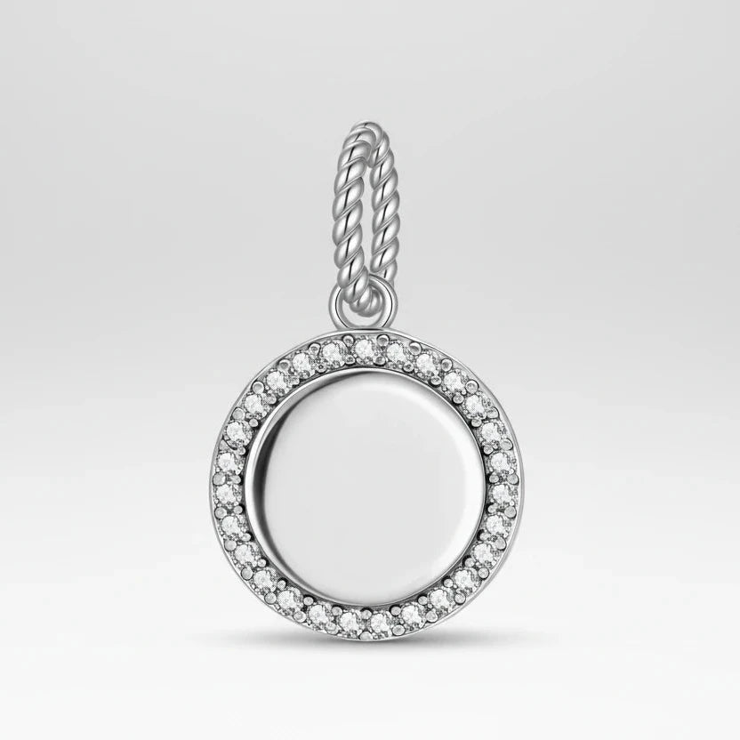 Charm Placa Circular con zirconias +Personalización