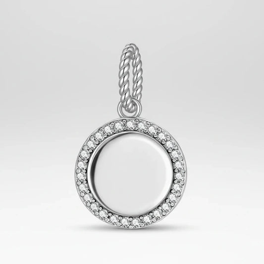 Charm Placa Circular con zirconias +Personalización