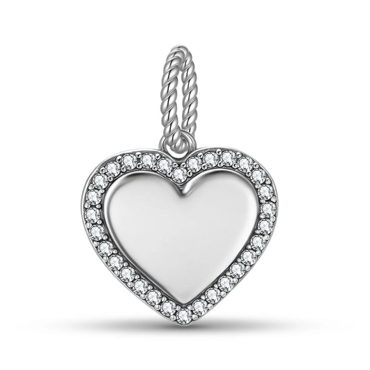 Charm Placa Corazon con zirconias +Personalización