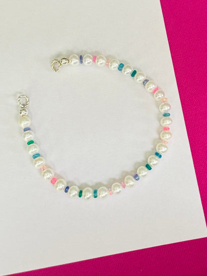Brazalete Perlas y ópalos coloridos