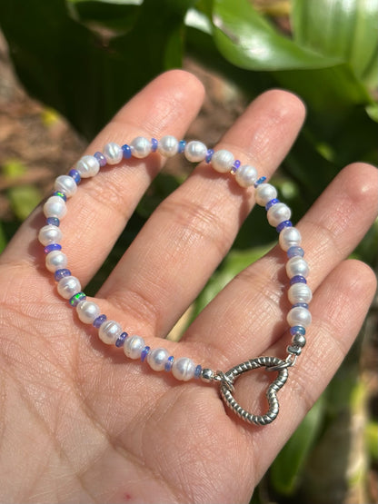 Brazalete Perlas y ópalos morados