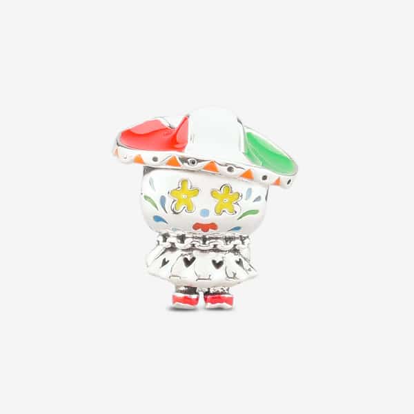 Mexican Sugar Skull Silver Charm